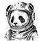 Panda astronaut portrait sketch hand drawn in doodle style