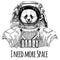 Panda, bamboo bear Astronaut. Space suit. Hand drawn image of lion for tattoo, t-shirt, emblem, badge, logo patch