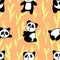 Panda And Bamboo Pattern, China Endemic Animal Pattern, Vector Illustration EPS 10.