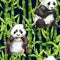 Panda with bamboo watercolor seamless pattern