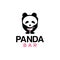 Panda bar logo, creative fun panda with negative space glass vector