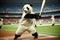 Panda baseball stadium. Anthropomorphic animals. Generative AI