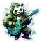 panda bass guitar tattoo sticker illustration Halloween scary creepy horror crazy devil