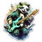 panda bass guitar tattoo sticker illustration Halloween scary creepy horror crazy devil