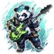 panda bass guitar tattoo sticker illustration Halloween scary creepy horror crazy devil