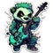 panda bass guitar tattoo sticker illustration Halloween scary creepy horror crazy devil