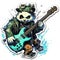 panda bass guitar tattoo sticker illustration Halloween scary creepy horror crazy devil