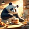A panda bear baking a cake Generative ai for illustrations