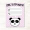 Panda bear birthday invitation card