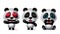 Panda bear character vector set. Pandas animal character in crying, happy, surprise, standing, sitting.