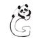 Panda bear cute animal english alphabet letter G with cartoon baby illustrations