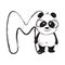 Panda bear cute animal english alphabet letter M with cartoon baby illustrations
