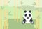 Panda bear flat design cartoon vector wild animal forest