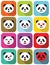 Panda bear flat emotions icons set.