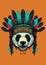 Panda bear Portrait Indian headdress with feathers. Boho style. print, t-shirt