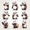 Panda Bear Poses: Action Paintings Of Chinese Character