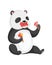 Panda bear sits and eating icecream. Cute big panda character. Asian wildlife cartoon animal. Adorable jungle wild