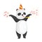 Panda bear standing and celebrates or pose for photo. Cute big panda character. Asian wildlife cartoon animal. Adorable