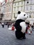 Panda Bear street performer, in the Old Town Square of Prague.