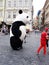 Panda Bear street performer, in the Old Town Square of Prague.