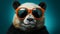 Panda Bear Wearing Sunglasses: Retro Glamor And Hyper-realistic Portraiture