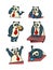 Panda businessman life in the office collection set character, cute animal