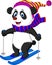 Panda cartoon skiing