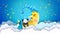 panda cartoon sleeping on moon moon cartoon night stars night fantasy loop animation background.