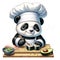 Panda Chef with Sushi watercolor Clipart AI Generate