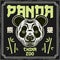 Panda china zoo vector colored decorative illustration in retro style with text of chinese signifying panda