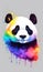 Panda Colorful Watercolor Animal Artwork Digital Graphic Design Poster Gift Card Template