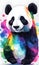 Panda Colorful Watercolor Animal Artwork Digital Graphic Design Poster Gift Card Template