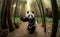 A panda dancing in a bamboo forest, generative AI