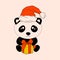 Panda with decoration christmas. Illustration of the Kawaii.