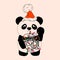 Panda with decoration christmas. Illustration of the Kawaii.