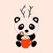 Panda with decoration christmas. Illustration of the Kawaii.