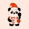 Panda with decoration christmas. Illustration of the Kawaii