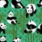 Panda eat bamboo seamless pattern