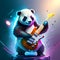 Panda with electric guitar on abstract background. 3d illustration. AI Generated