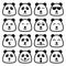 Panda emotional emoji square flat faces icon