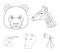 Panda, giraffe, hippopotamus, penguin, Realistic animals set collection icons in outline style vector symbol stock