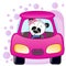 Panda girl in a car