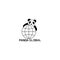 Panda global symbol for a vector. Black and white logo