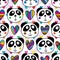 Panda head love many love seamless pattern