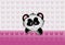 Panda head on pink butteflies background