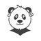 Panda head portrait icon with earrings in the ears. Ear piercing. Simple, cute image of a stylish panda. Isolated vector