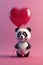 Panda is holding a balloon. Generative AI