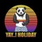 Panda Holiday sunset retro illustration