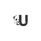 Panda icon behind letter U logo illustration