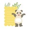 Panda With Lined Paper And Plants Vector Sticker, Template St. Valentines Day Message Element Missing Text With Cute